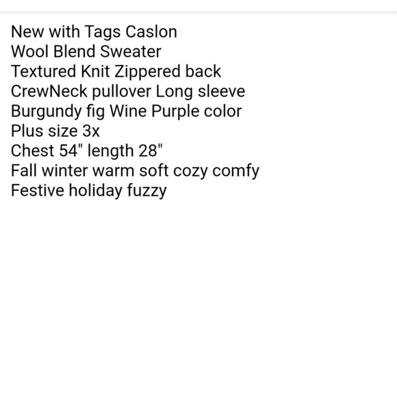 Caslon Wool Blend Textured Sweater Zipper in Back, Burgundy color. Plus 3X NWT - Picture 8 of 8